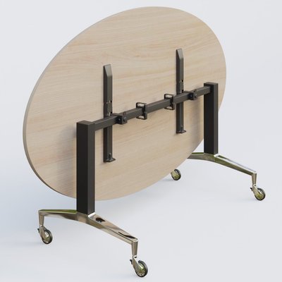 [Pas de famille] - [Pas de sous famille] - Table ovale de la gamme LEM 200-110 cm. Plateau Acacia et pietement Noir/Chrome.