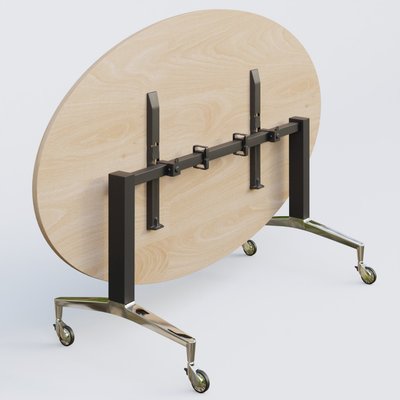 [Pas de famille] - [Pas de sous famille] - Table ovale de la gamme LEM 200-110 cm. Plateau Hêtre et pietement Noir/Chrome.