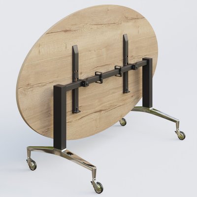 [Pas de famille] - [Pas de sous famille] - Table ovale de la gamme LEM 200-110 cm. Plateau Chêne naturel et pietement Noir/Chrome.