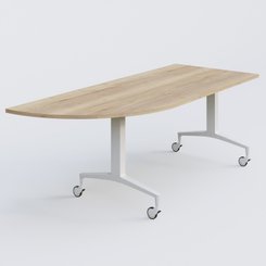 [Pas de famille] - [Pas de sous famille] - Module d'angle à 90° intégré coté gauche de la gamme LEM 200-110 cm. Plateau Chêne naturel et pietement Blanc.