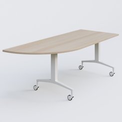 [Pas de famille] - [Pas de sous famille] - Module d'angle à 90° intégré coté gauche de la gamme LEM 200-110 cm. Plateau Acacia et pietement Blanc.