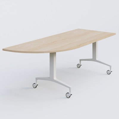 [Pas de famille] - [Pas de sous famille] - Module d'angle à 90° intégré coté gauche de la gamme LEM 200-110 cm. Plateau Hêtre et pietement Blanc.