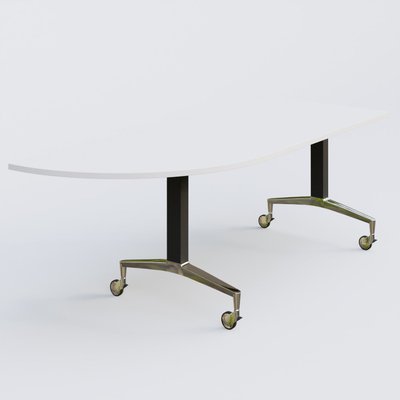 [Pas de famille] - [Pas de sous famille] - Module d'angle à 90° intégré coté gauche de la gamme LEM 200-110 cm. Plateau Blanc et pietement Noir/Chrome.