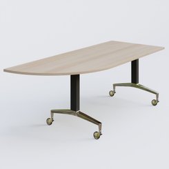 [Pas de famille] - [Pas de sous famille] - Module d'angle à 90° intégré coté gauche de la gamme LEM 200-110 cm. Plateau Acacia et pietement Noir/Chrome.