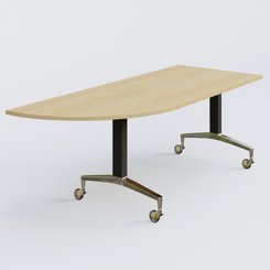 [Pas de famille] - [Pas de sous famille] - Module d'angle à 90° intégré coté gauche de la gamme LEM 200-110 cm. Plateau Chêne clair et pietement Noir/Chrome.