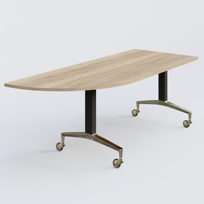 [Pas de famille] - [Pas de sous famille] - Module d'angle à 90° intégré coté gauche de la gamme LEM 200-110 cm. Plateau Chêne naturel et pietement Noir/Chrome.