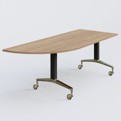 [Pas de famille] - [Pas de sous famille] - Module d'angle à 90° intégré coté gauche de la gamme LEM 200-110 cm. Plateau Noyer et pietement Noir/Chrome.