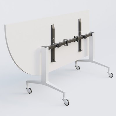[Pas de famille] - [Pas de sous famille] - Module d'angle à 90° intégré coté gauche de la gamme LEM 200-110 cm. Plateau Blanc et pietement Blanc.