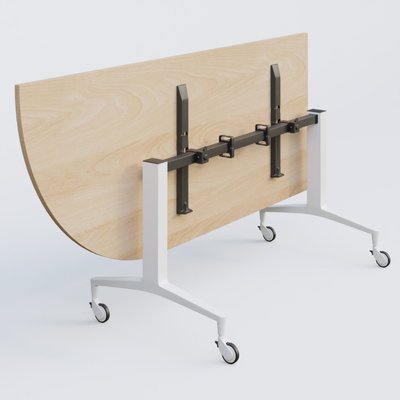 [Pas de famille] - [Pas de sous famille] - Module d'angle à 90° intégré coté gauche de la gamme LEM 200-110 cm. Plateau Hêtre et pietement Blanc.