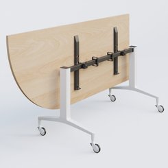 [Pas de famille] - [Pas de sous famille] - Module d'angle à 90° intégré coté gauche de la gamme LEM 200-110 cm. Plateau Hêtre et pietement Blanc.
