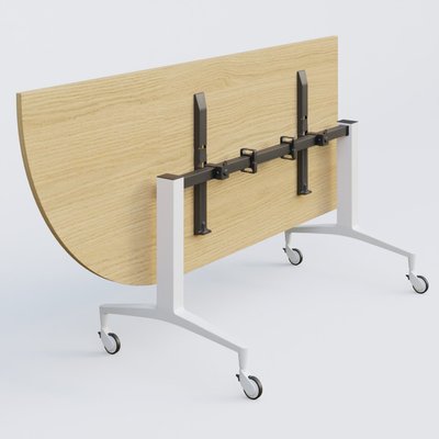 [Pas de famille] - [Pas de sous famille] - Module d'angle à 90° intégré coté gauche de la gamme LEM 200-110 cm. Plateau Chêne clair et pietement Blanc.