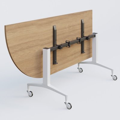 [Pas de famille] - [Pas de sous famille] - Module d'angle à 90° intégré coté gauche de la gamme LEM 200-110 cm. Plateau Noyer et pietement Blanc.