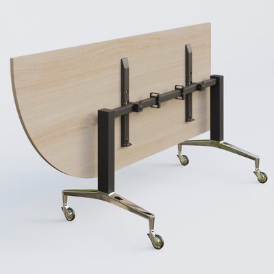 [Pas de famille] - [Pas de sous famille] - Module d'angle à 90° intégré coté gauche de la gamme LEM 200-110 cm. Plateau Acacia et pietement Noir/Chrome.
