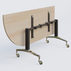 [Pas de famille] - [Pas de sous famille] - Module d'angle à 90° intégré coté gauche de la gamme LEM 200-110 cm. Plateau Acacia et pietement Noir/Chrome.