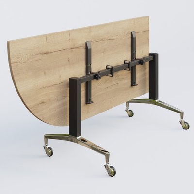 [Pas de famille] - [Pas de sous famille] - Module d'angle à 90° intégré coté gauche de la gamme LEM 200-110 cm. Plateau Chêne naturel et pietement Noir/Chrome.