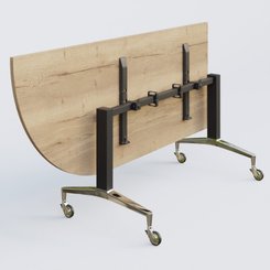 [Pas de famille] - [Pas de sous famille] - Module d'angle à 90° intégré coté gauche de la gamme LEM 200-110 cm. Plateau Chêne naturel et pietement Noir/Chrome.