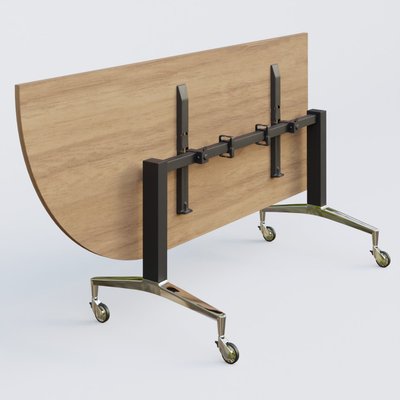 [Pas de famille] - [Pas de sous famille] - Module d'angle à 90° intégré coté gauche de la gamme LEM 200-110 cm. Plateau Noyer et pietement Noir/Chrome.