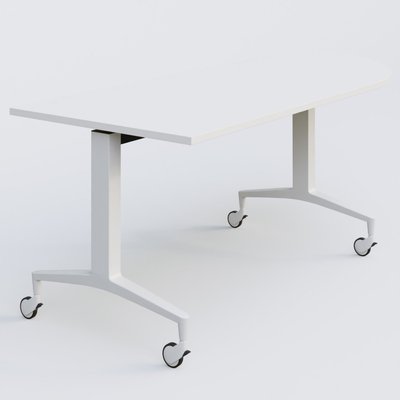 [Pas de famille] - [Pas de sous famille] - Module d'angle à 90° intégré coté droit de la gamme LEM 200-110 cm. Plateau Blanc et pietement Blanc.