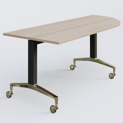[Pas de famille] - [Pas de sous famille] - Module d'angle à 90° intégré coté droit de la gamme LEM 200-110 cm. Plateau Acacia et pietement Noir/Chrome.