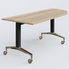 [Pas de famille] - [Pas de sous famille] - Module d'angle à 90° intégré coté droit de la gamme LEM 200-110 cm. Plateau Chêne naturel et pietement Noir/Chrome.