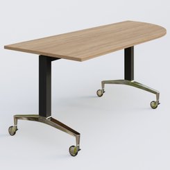 [Pas de famille] - [Pas de sous famille] - Module d'angle à 90° intégré coté droit de la gamme LEM 200-110 cm. Plateau Noyer et pietement Noir/Chrome.