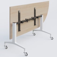 [Pas de famille] - [Pas de sous famille] - Module d'angle à 90° intégré coté droit de la gamme LEM 200-110 cm. Plateau Acacia et pietement Blanc.