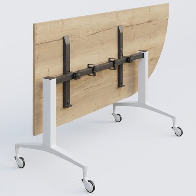 [Pas de famille] - [Pas de sous famille] - Module d'angle à 90° intégré coté droit de la gamme LEM 200-110 cm. Plateau Chêne naturel et pietement Blanc.