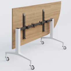[Pas de famille] - [Pas de sous famille] - Module d'angle à 90° intégré coté droit de la gamme LEM 200-110 cm. Plateau Noyer et pietement Blanc.
