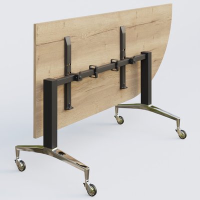 [Pas de famille] - [Pas de sous famille] - Module d'angle à 90° intégré coté droit de la gamme LEM 200-110 cm. Plateau Chêne naturel et pietement Noir/Chrome.