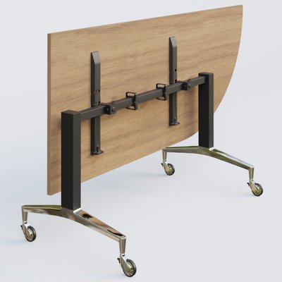 [Pas de famille] - [Pas de sous famille] - Module d'angle à 90° intégré coté droit de la gamme LEM 200-110 cm. Plateau Noyer et pietement Noir/Chrome.