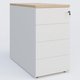 Caisson hauteur de bureau métalique 4 tiroirs avec top de finition, profondeur 60cm. Plateau Hêtre et caisson Blanc.
