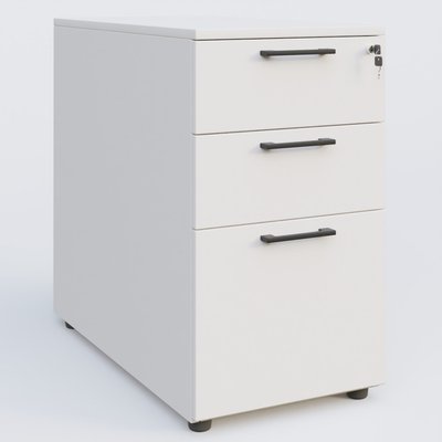 CAISSONS  - Hauteur de bureau - Caisson hauteur de bureau mélamine 3 tiroirs, profondeur 60cm. Caisson Blanc et poignets Noir.