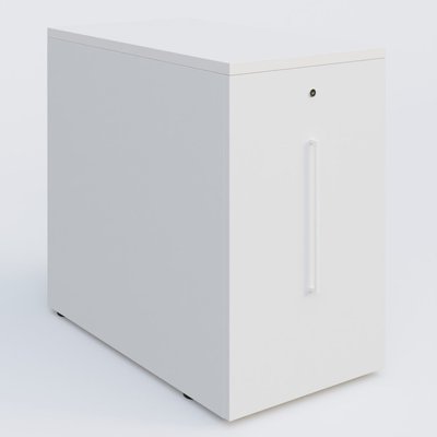 [Pas de famille] - [Pas de sous famille] - Tour de rangement hauteur de bureau 72 cm position à droite. Caisson Blanc et top de finition Blanc.