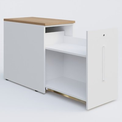 [Pas de famille] - [Pas de sous famille] - Tour de rangement hauteur de bureau 72 cm position à droite. Caisson Noyer et top de finition Blanc.