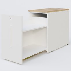 [Pas de famille] - [Pas de sous famille] - Tour de rangement hauteur de bureau 72 cm position à gauche. Caisson Chêne naturel et top de finition Blanc.