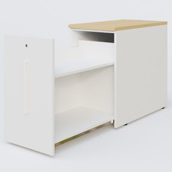 [Pas de famille] - [Pas de sous famille] - Tour de rangement hauteur de bureau 72 cm position à gauche. Caisson Chêne clair et top de finition Blanc.