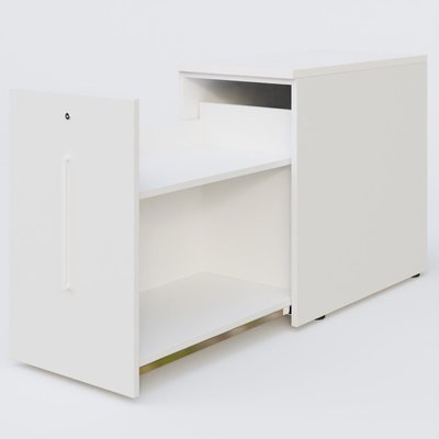 [Pas de famille] - [Pas de sous famille] - Tour de rangement hauteur de bureau 72 cm position à gauche. Caisson Blanc et top de finition Blanc.