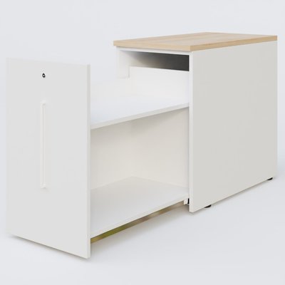 [Pas de famille] - [Pas de sous famille] - Tour de rangement hauteur de bureau 72 cm position à gauche. Caisson Hêtre et top de finition Blanc.