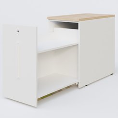 [Pas de famille] - [Pas de sous famille] - Tour de rangement hauteur de bureau 72 cm position à gauche. Caisson Hêtre et top de finition Blanc.