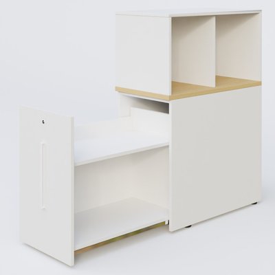 [Pas de famille] - [Pas de sous famille] - Tour de rangement hauteur de bureau position à gauche avec Niche. Caisson Chêne clair et top de finition Blanc.