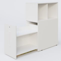 [Pas de famille] - [Pas de sous famille] - Tour de rangement hauteur de bureau position à gauche avec Niche. Caisson Blanc et top de finition Blanc.