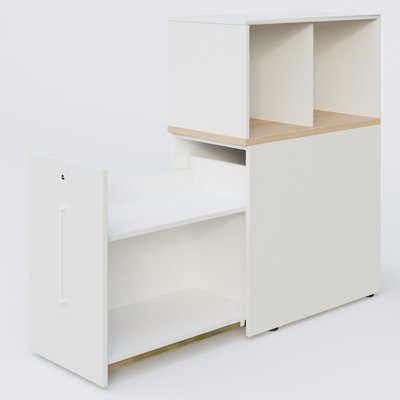[Pas de famille] - [Pas de sous famille] - Tour de rangement hauteur de bureau position à gauche avec Niche. Caisson Hêtre et top de finition Blanc.