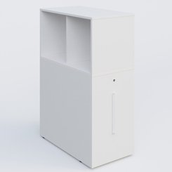 [Pas de famille] - [Pas de sous famille] - Tour de rangement hauteur de bureau position à droite avec Niche. Caisson Blanc et top de finition Blanc.