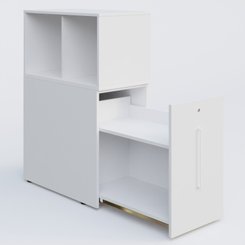 [Pas de famille] - [Pas de sous famille] - Tour de rangement hauteur de bureau position à droite avec Niche. Caisson Blanc et top de finition Blanc.