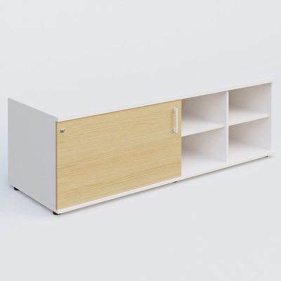 [Pas de famille] - [Pas de sous famille] - Caisson USE ME sans caisson, porte à gauche. Caisson Blanc et portes Chêne clair.