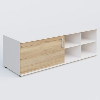 [Pas de famille] - [Pas de sous famille] - Caisson USE ME sans caisson, porte à gauche. Caisson Blanc et portes Chêne naturel.