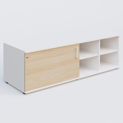 [Pas de famille] - [Pas de sous famille] - Caisson USE ME sans caisson, porte à gauche. Caisson Blanc et portes Hêtre.