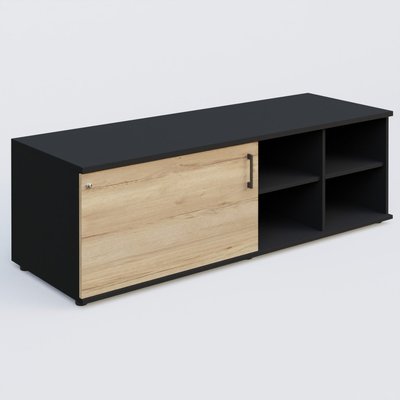 [Pas de famille] - [Pas de sous famille] - Caisson USE ME sans caisson, porte à gauche. Caisson Noir et portes Chêne naturel.