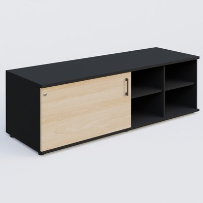 [Pas de famille] - [Pas de sous famille] - Caisson USE ME sans caisson, porte à gauche. Caisson Noir et portes Hêtre.
