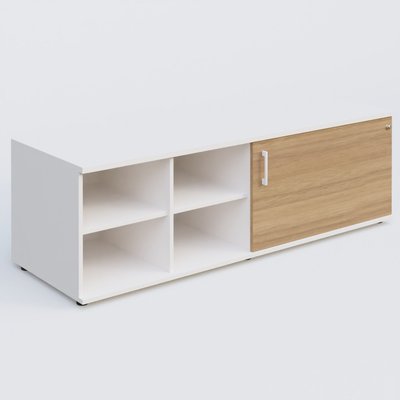 [Pas de famille] - [Pas de sous famille] - Caisson USE ME sans caisson, porte à droite. Caisson Blanc et portes Noyer.
